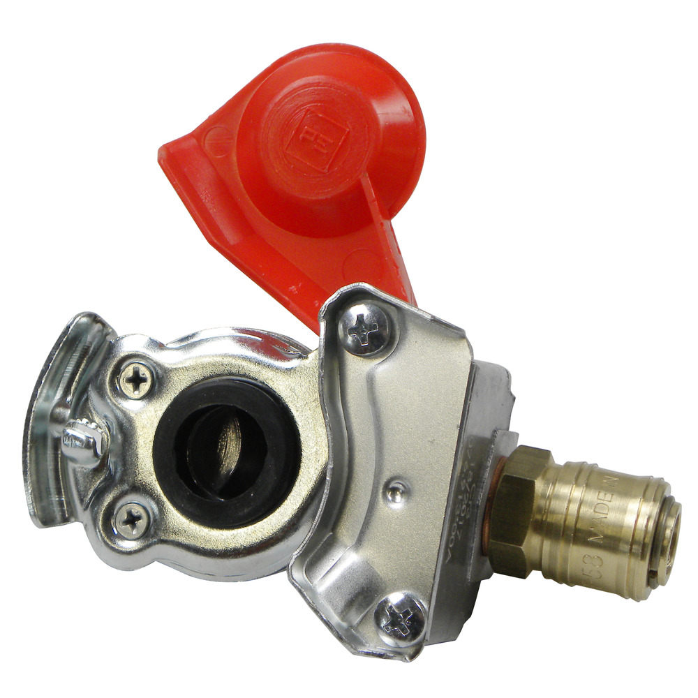 Tête d'accouplement rouge avec raccord à air comprimé