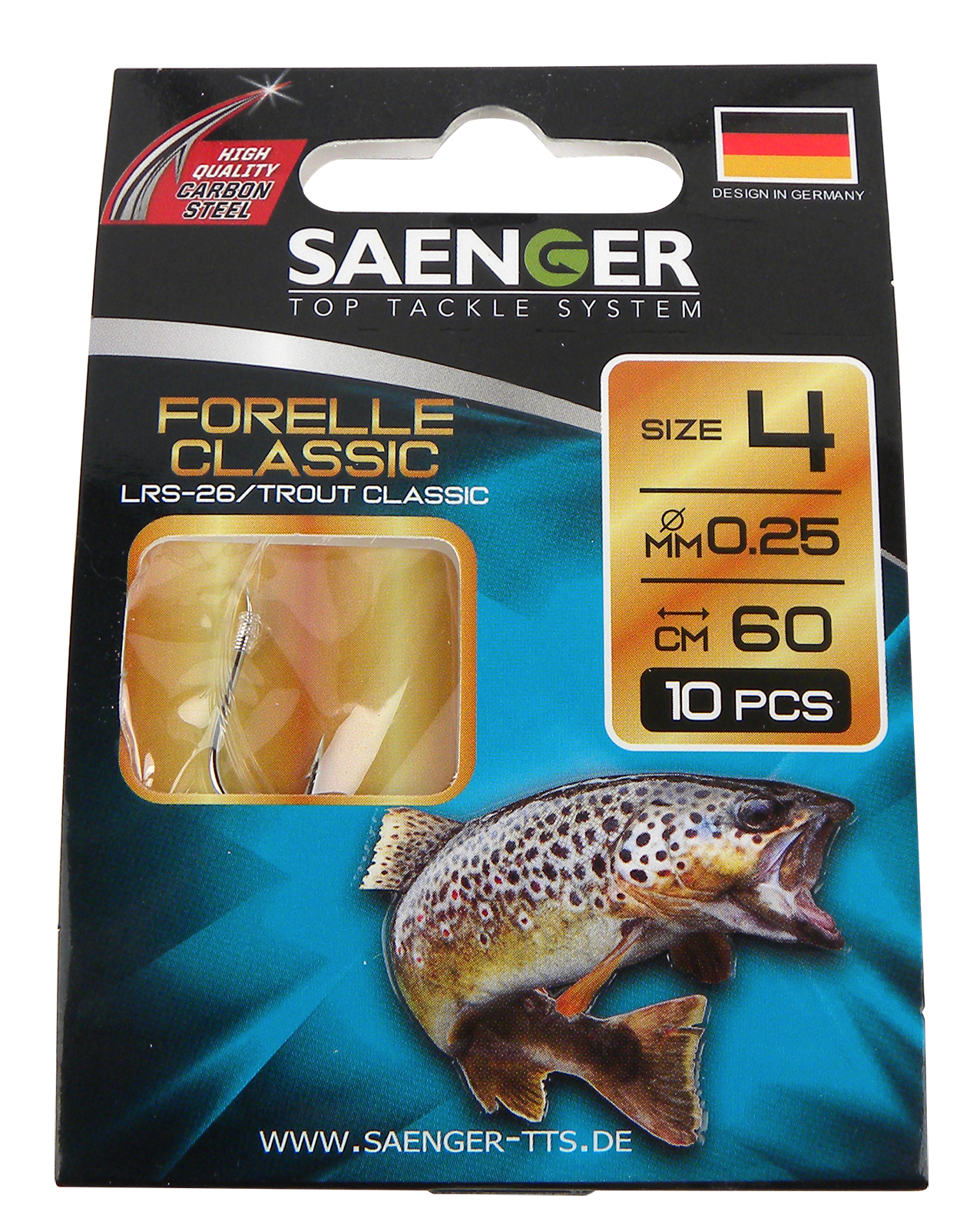 Bas de ligne pour truite, taille 4, 0,25 mm