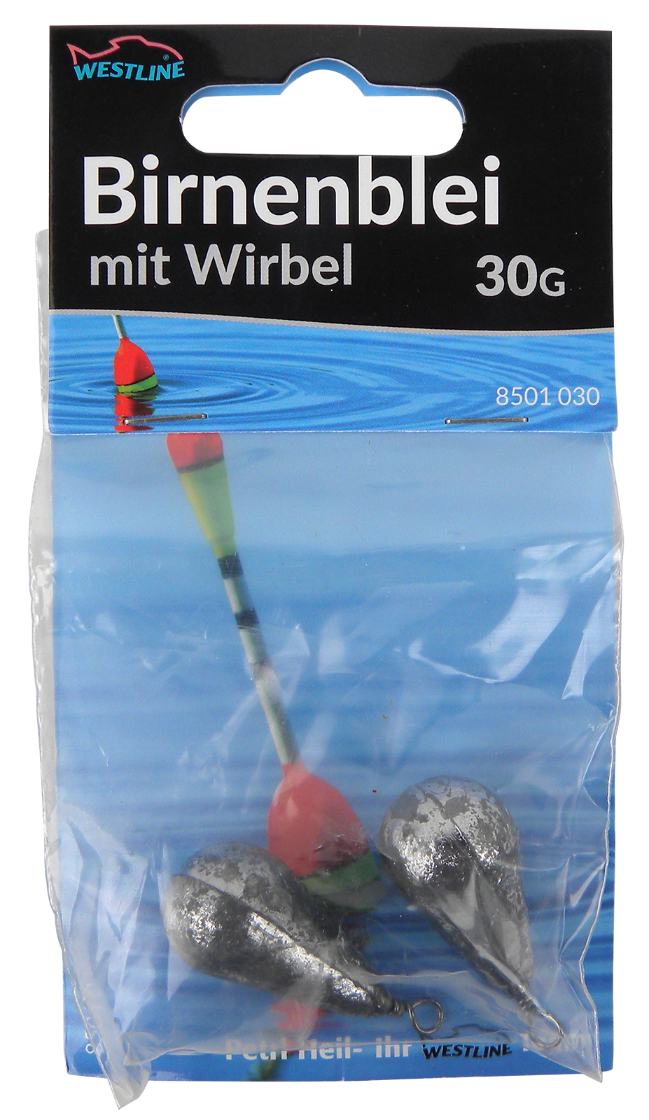 Poids en plomb en forme de poire de 30 g, 2 pièces avec émerillon