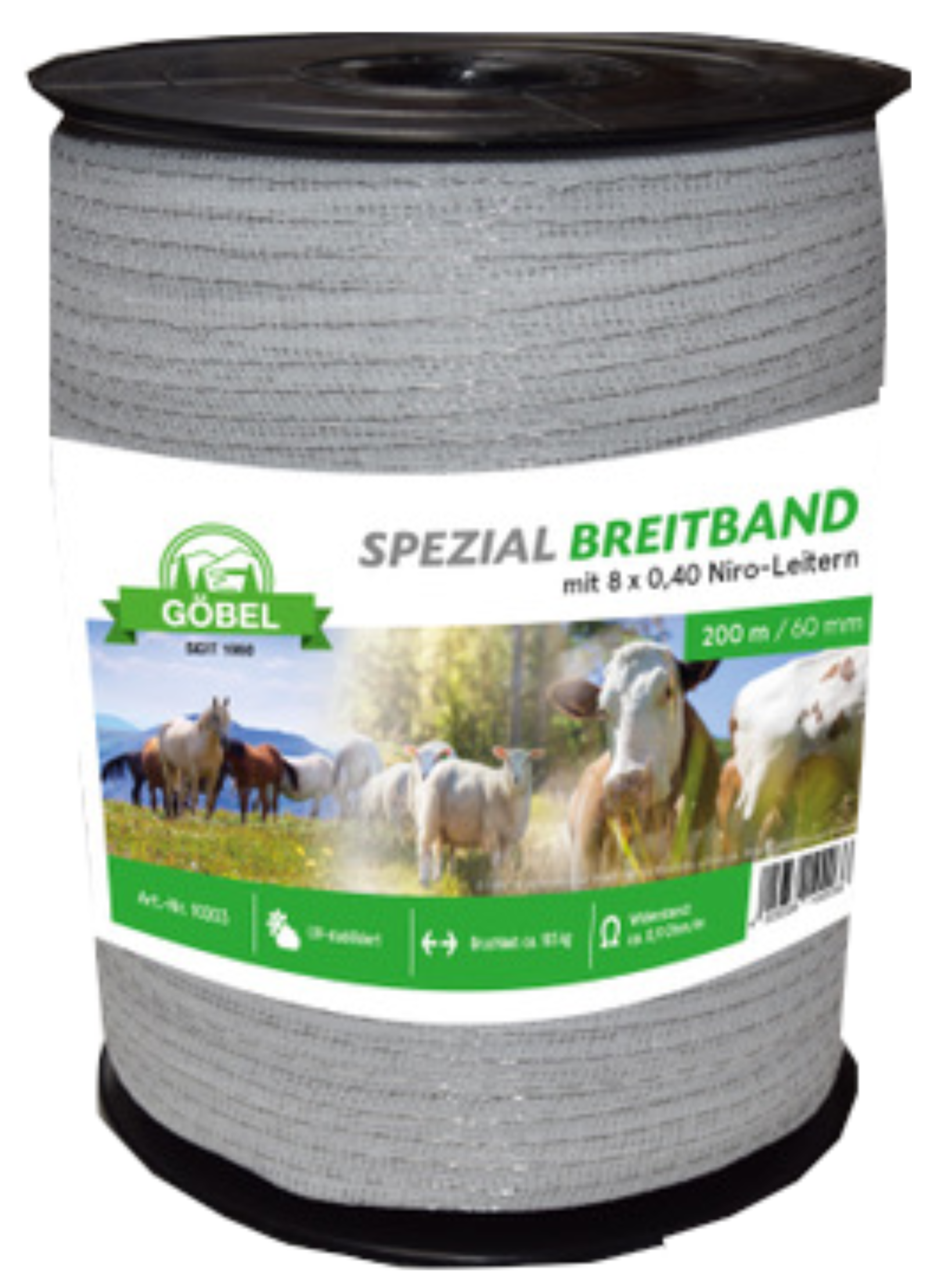 Ruban de clôture blanc extra large, 60mm/200m