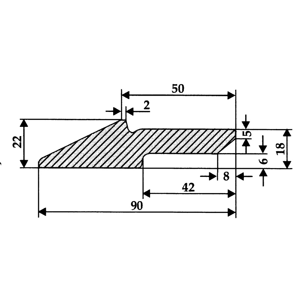 Barre de raclage 90x22mm en St70.2