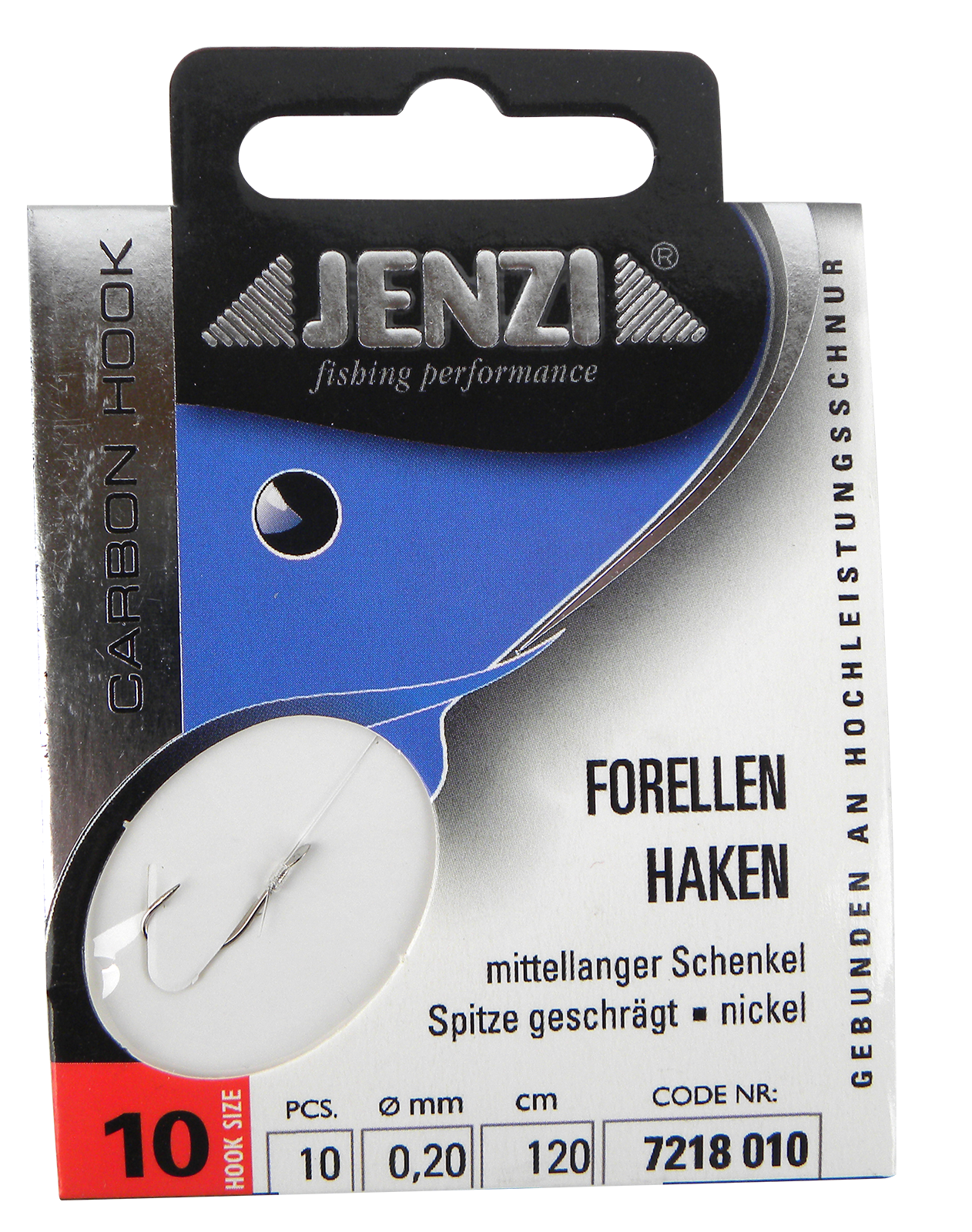 Hameçons pour truite taille 10 / 120 cm, 0,20 mm, lot de 10