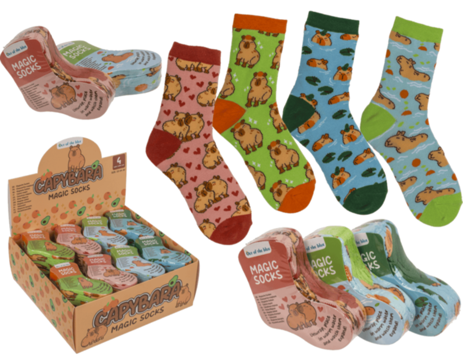 Chaussettes Capybara pour enfants, 4 couleurs assorties