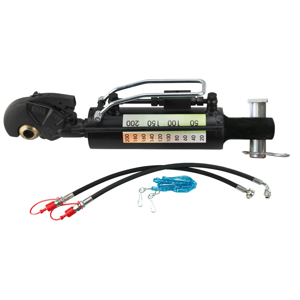 Bielle supérieure hydraulique avec crochet d'accrochage CBM Cat.3 et avec boulon pour tête d'articulation