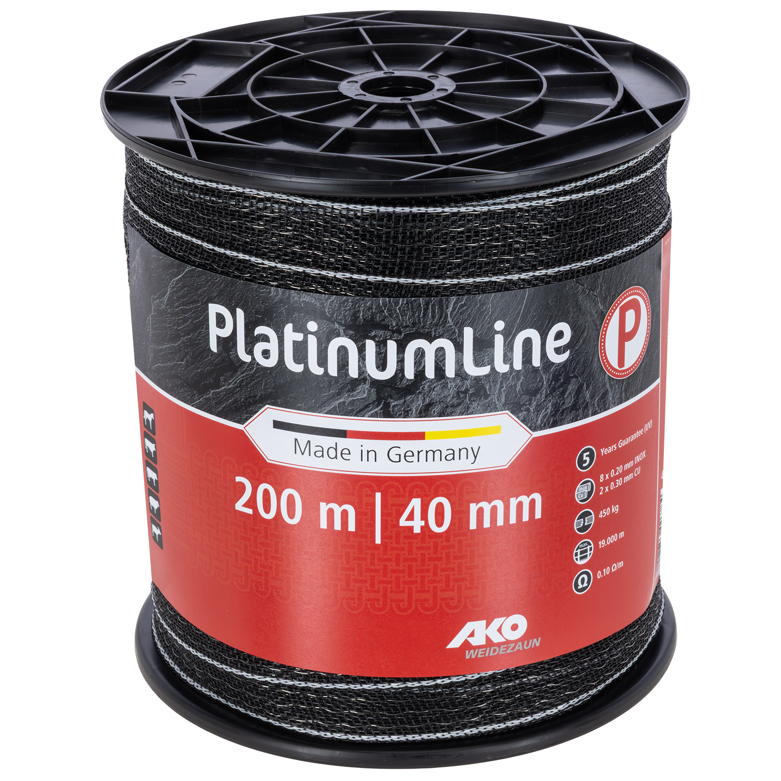 Weidezaunband Platinum schwarz/weiß 40 mm / 200 m