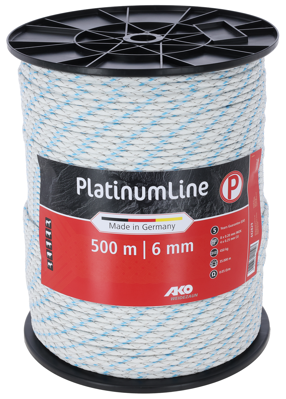 Corde de clôture électrique Platinum blanc/bleu 6mm/500m