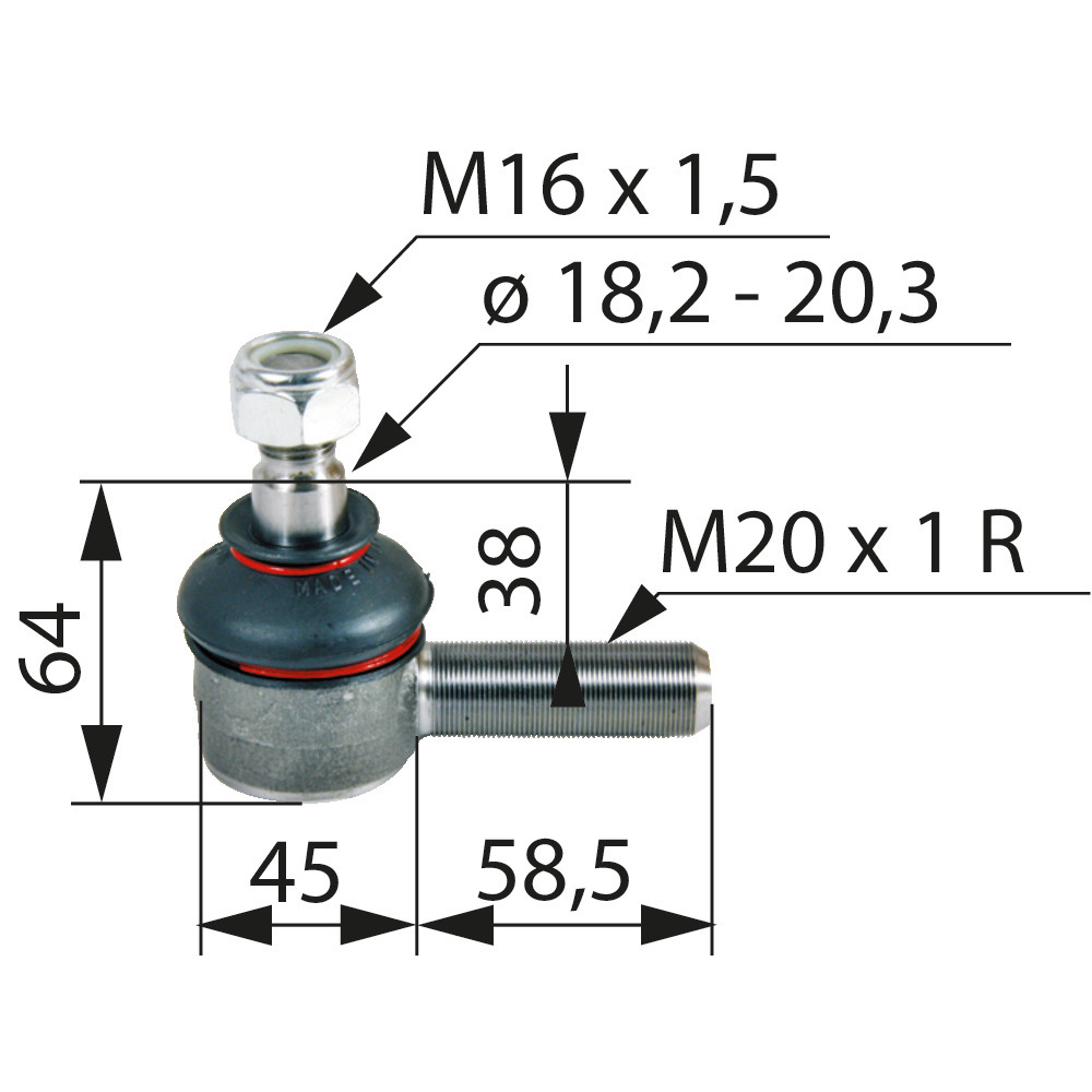 Kugelgelenk zu CNH M20x1R