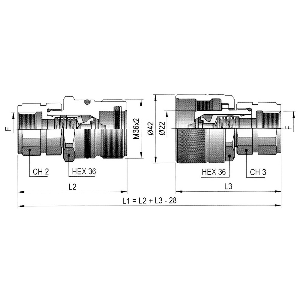 Schraubkupplungsmuffe nach ISO 14541 mit Innengewinde, Serie PVV3