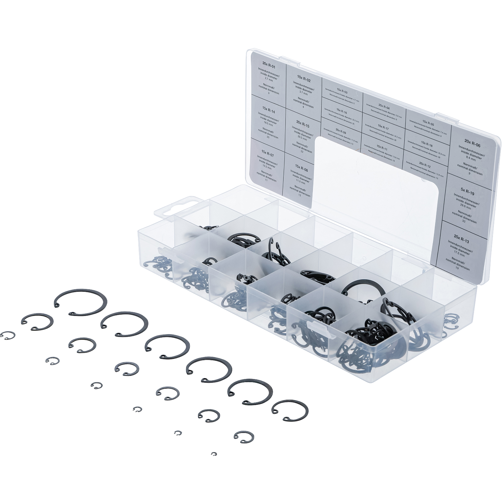  Assortiment de circlips intérieurs 3-32 mm 300 pièces 