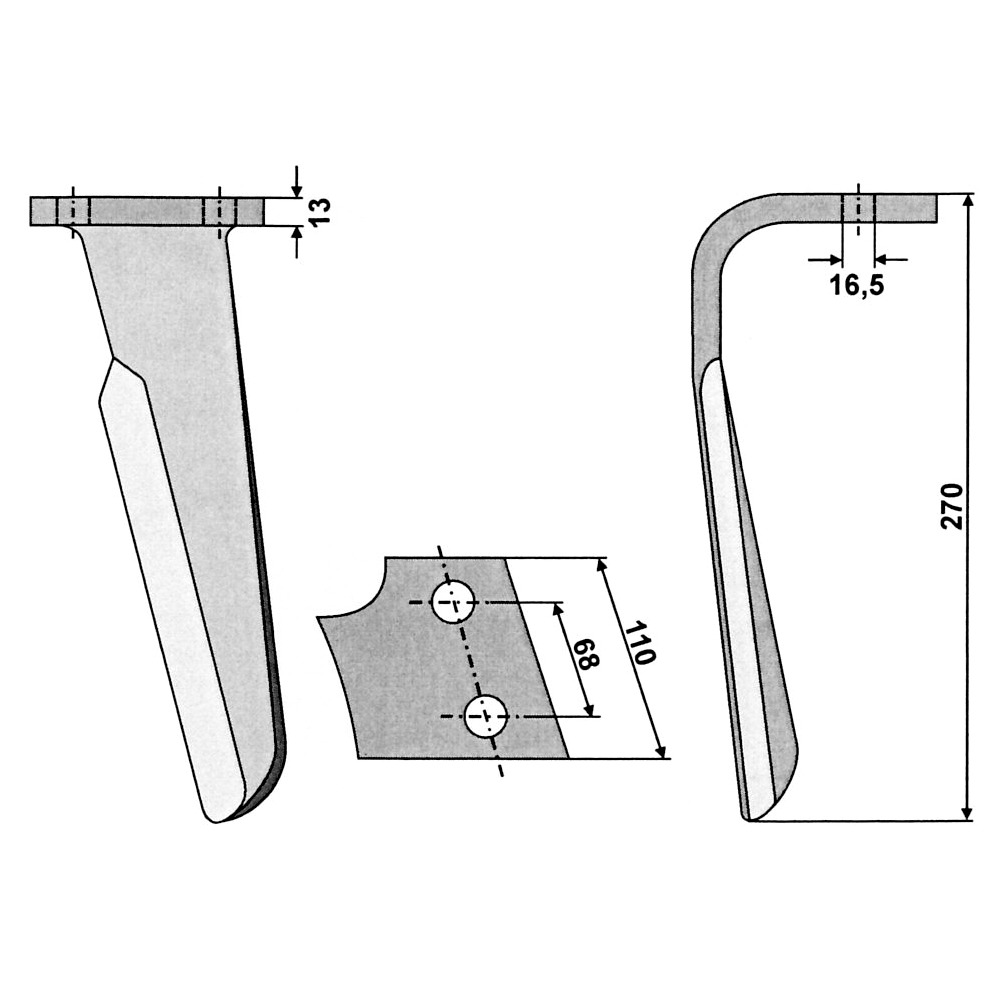 Dent de herse rotative adaptée à Kuhn
