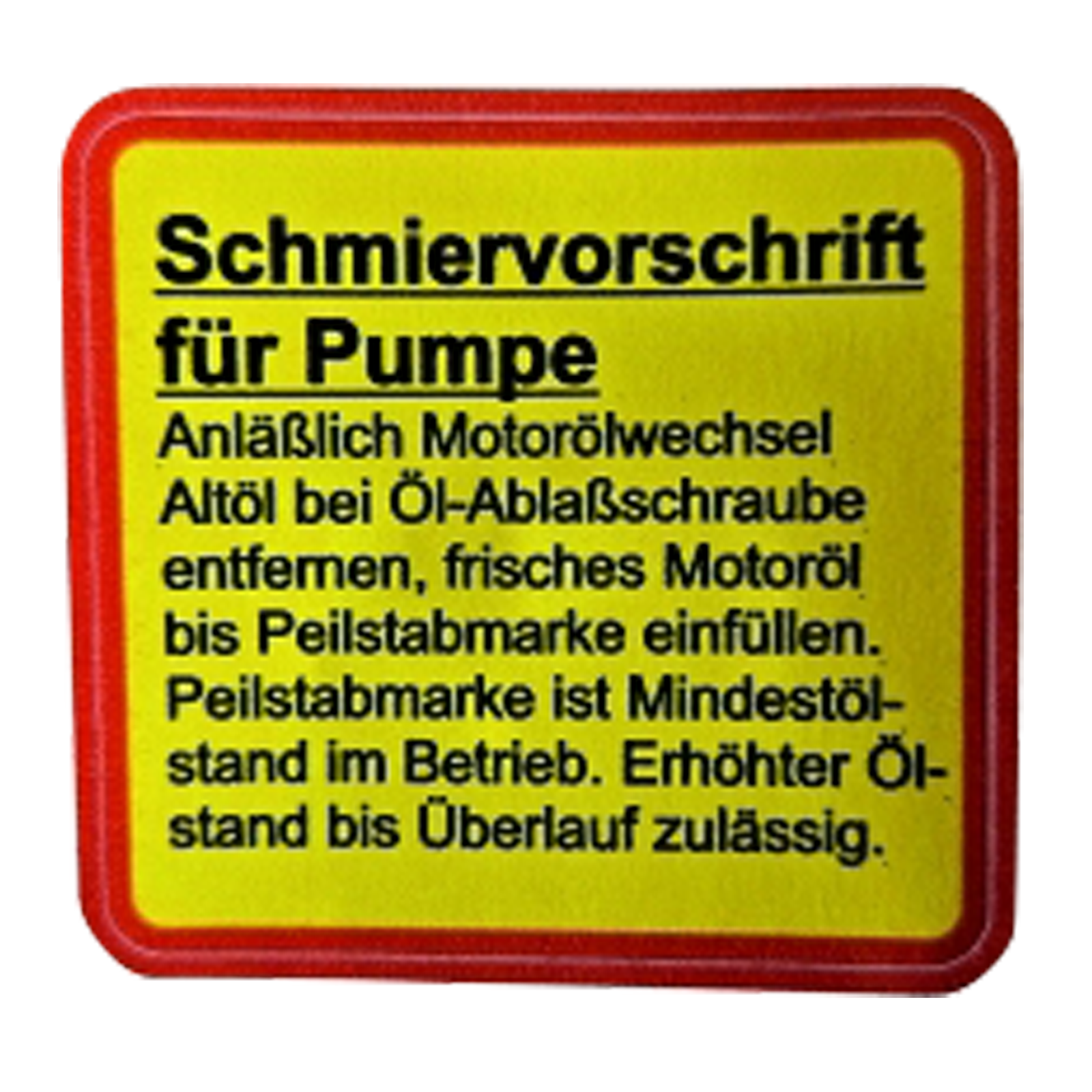 Aufkleber Steyr Schmiervorschrift
