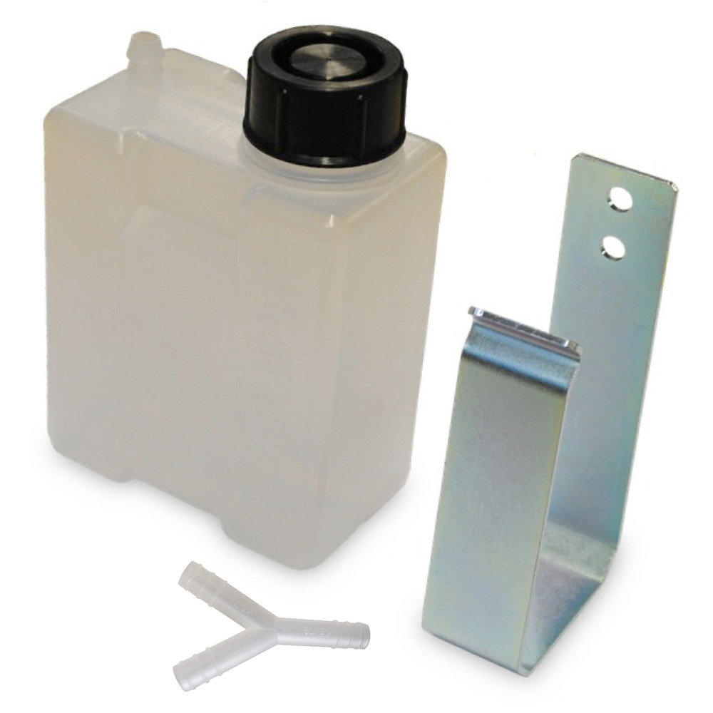 Leckölbehälter 0,6L mit Befestigungsklammer und Y-Schlauchverbinder
