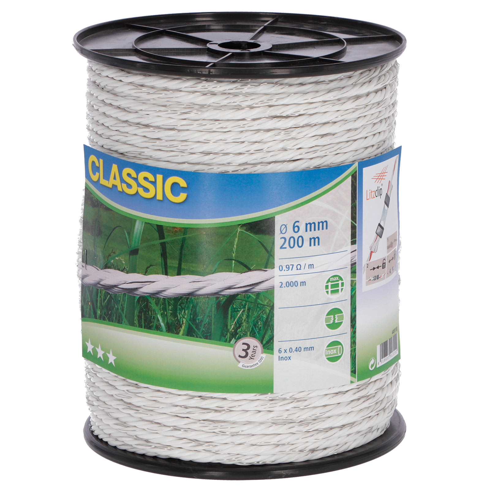 Weidezaunseil Classic weiß, 6 mm / 200 m