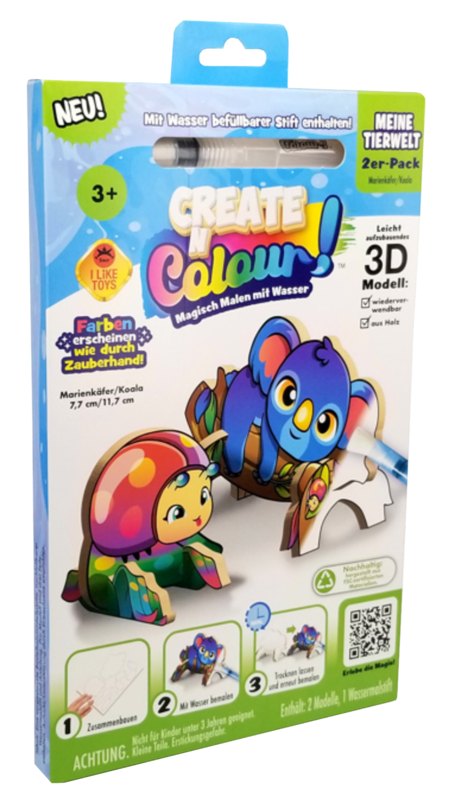 Crée et colorie le koala et le scarabée