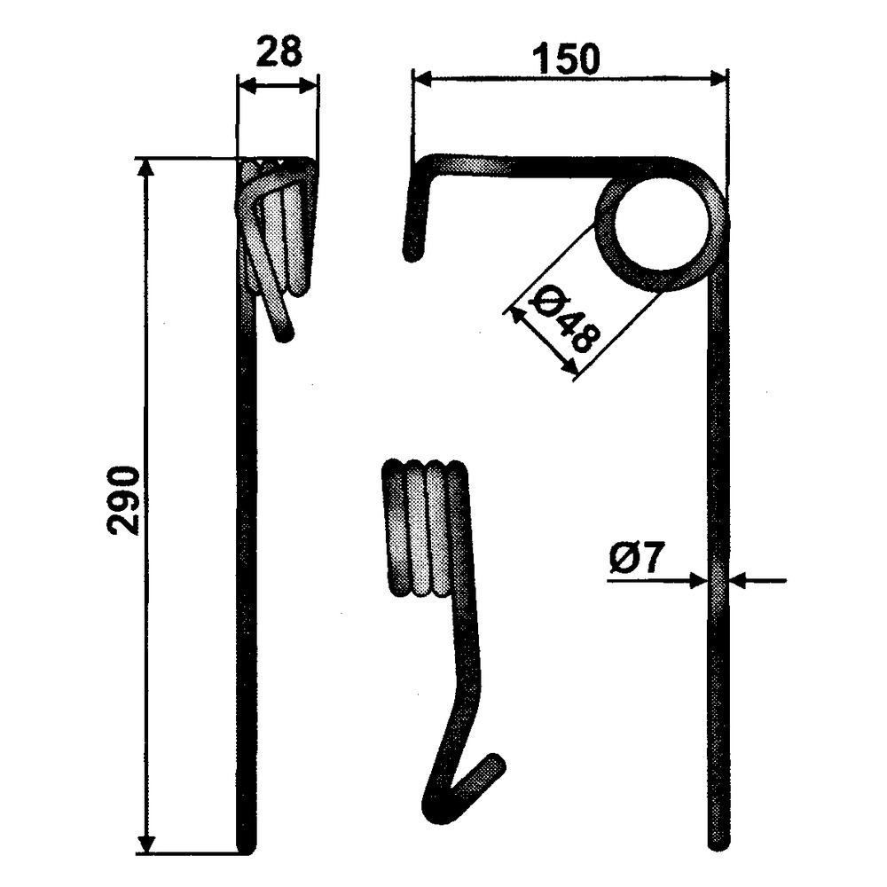 Dent de herse arrière pour semoir Amazone