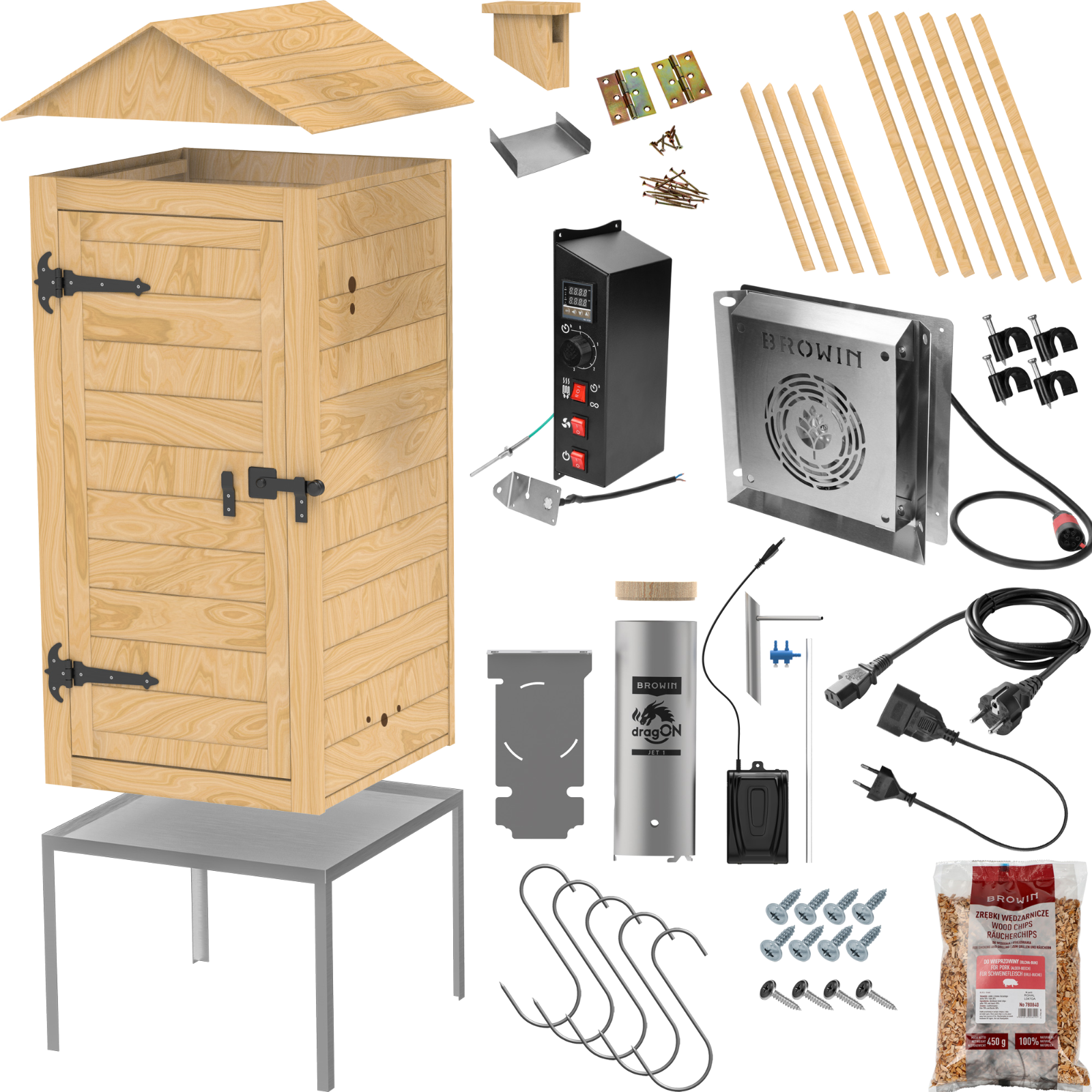 Räucherofen aus Holz 200 L dragON Wood mit elektrischem Heizelement und Steuerung