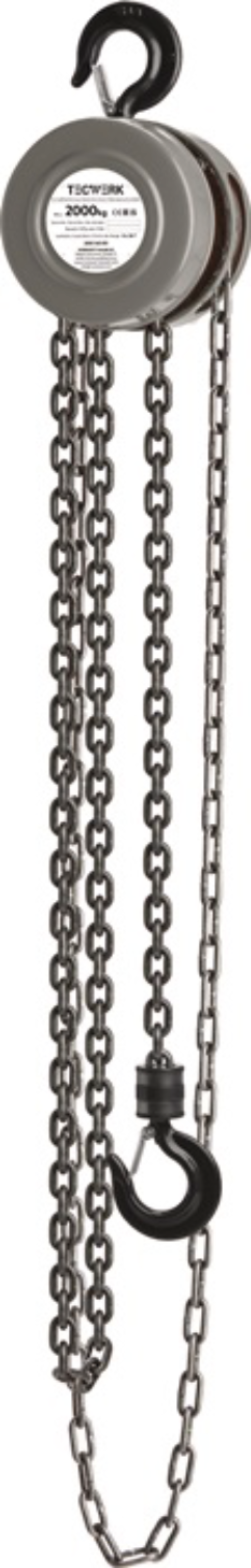 Capacité de charge du palan à chaîne 2000 kg. Hauteur de levage 3 m avec crochet de transport