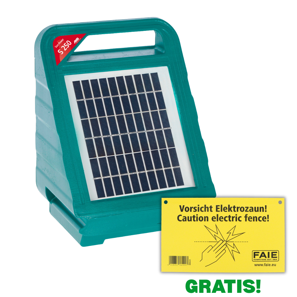 Électrificateur de clôture électrique Solar Sun Power S250