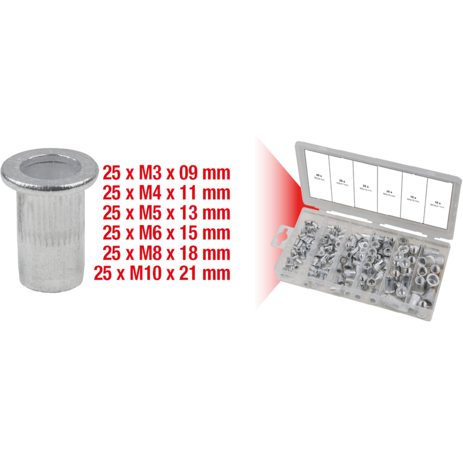  Gewindenieten Sortiment Alu 150tlg