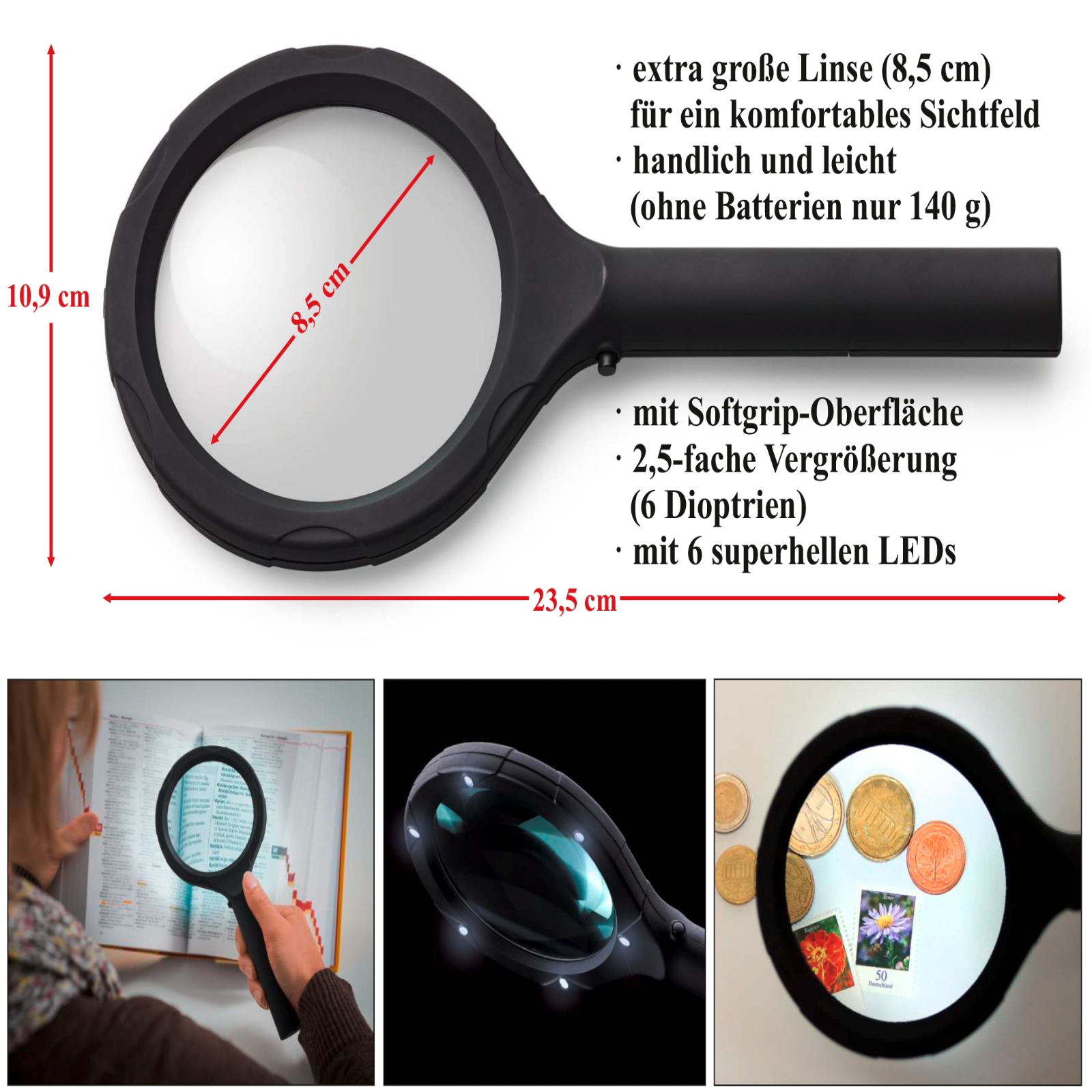Loupe avec éclairage LED