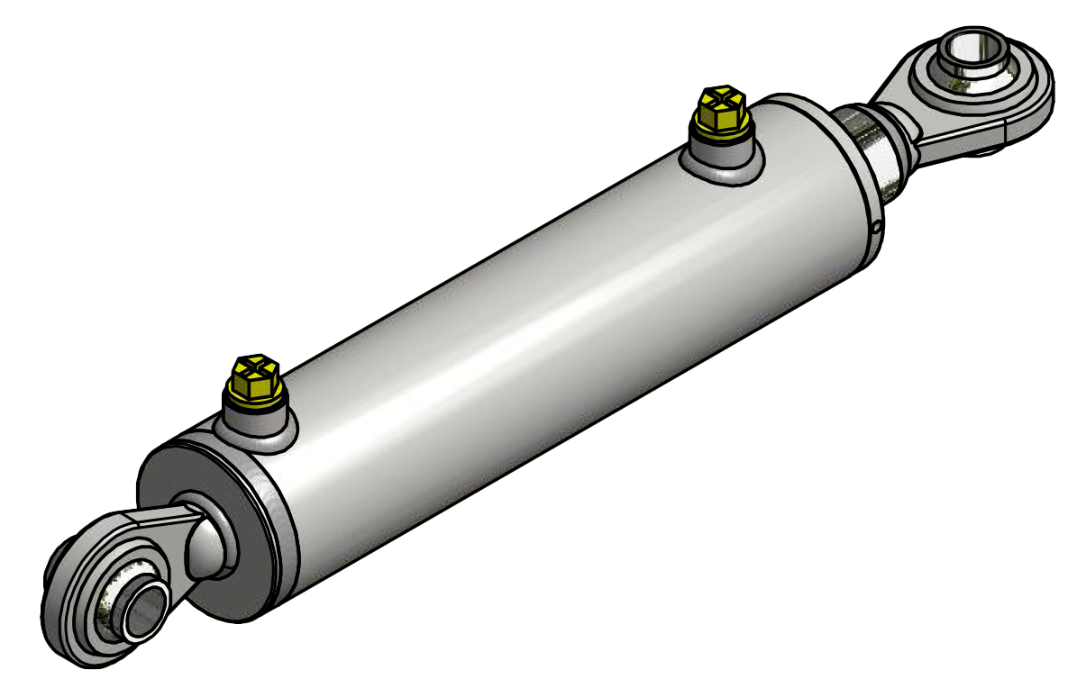 Vérin hydraulique double effet 80/50/250mm avec oeillets à bille soudés Ø 25,4mm