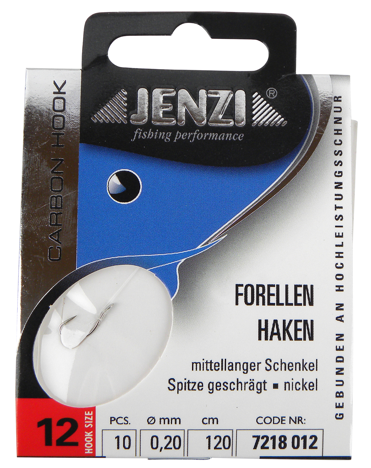 Hameçons pour truite taille 12 / 120 cm, 0,20 mm, lot de 10