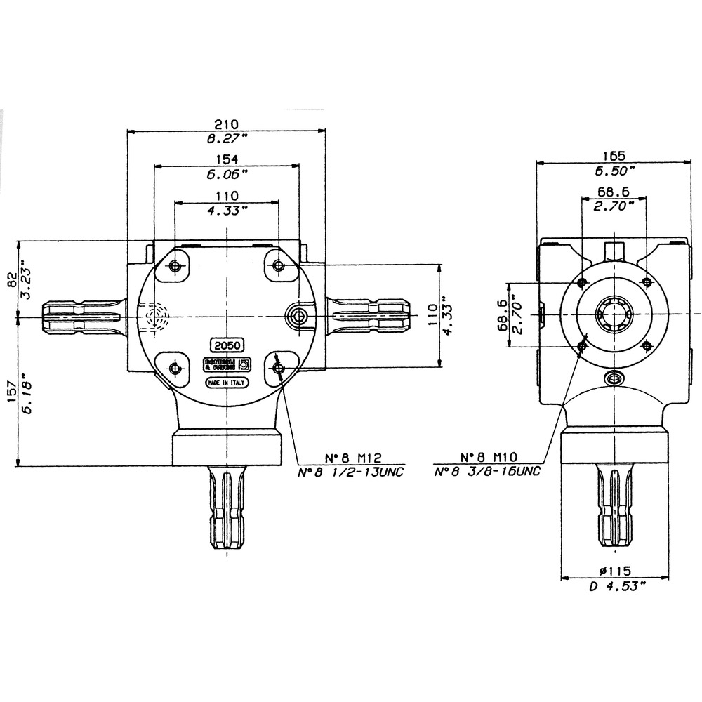 Winkelgetriebe S2050 1,46:1 Zapfwellenprofil 1 3/8 x 6