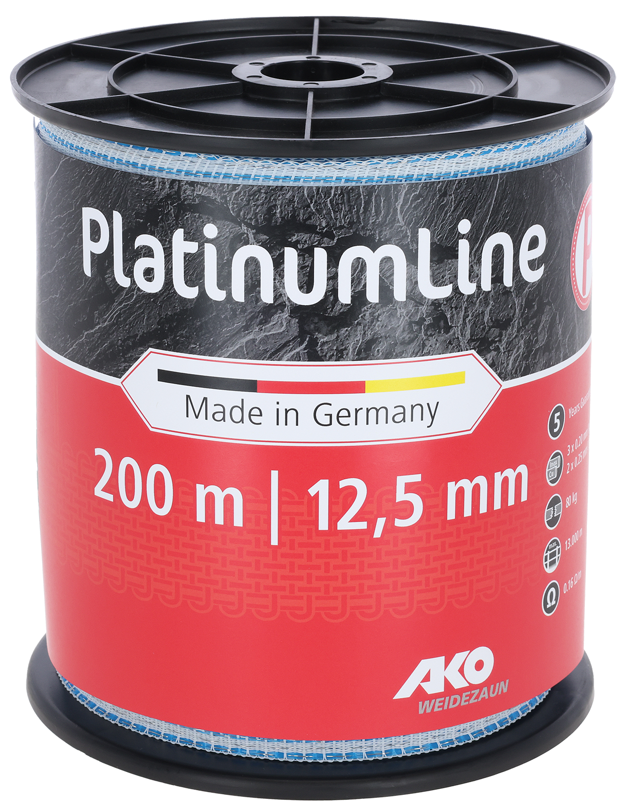 Ruban de clôture électrique Platinum blanc/bleu 12,5mm/200m