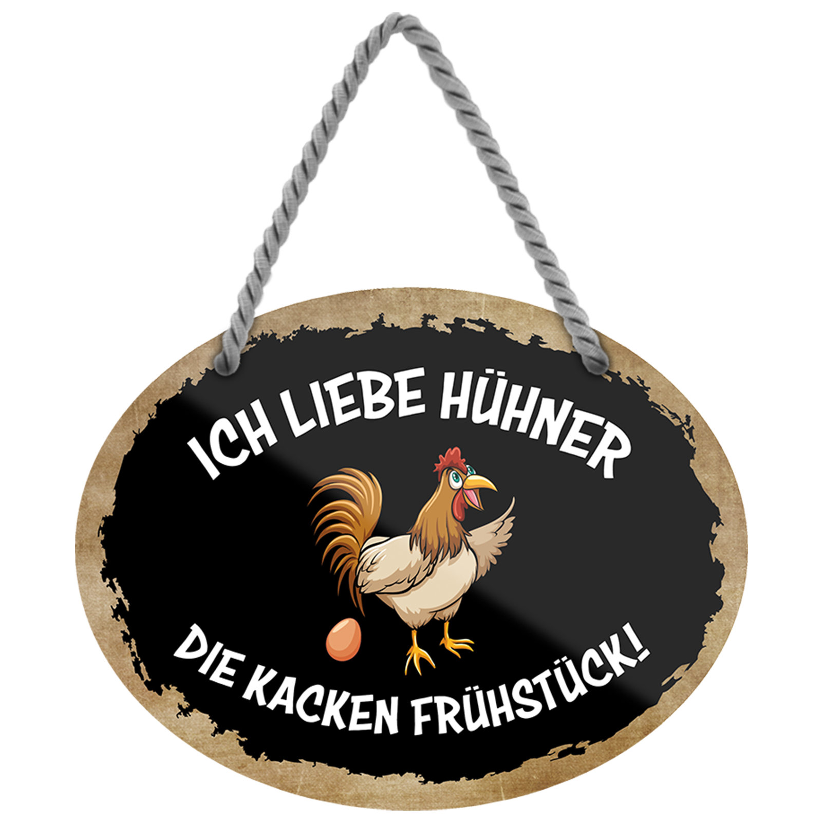 Panneau suspendu « Petit-déjeuner poulet » ovale