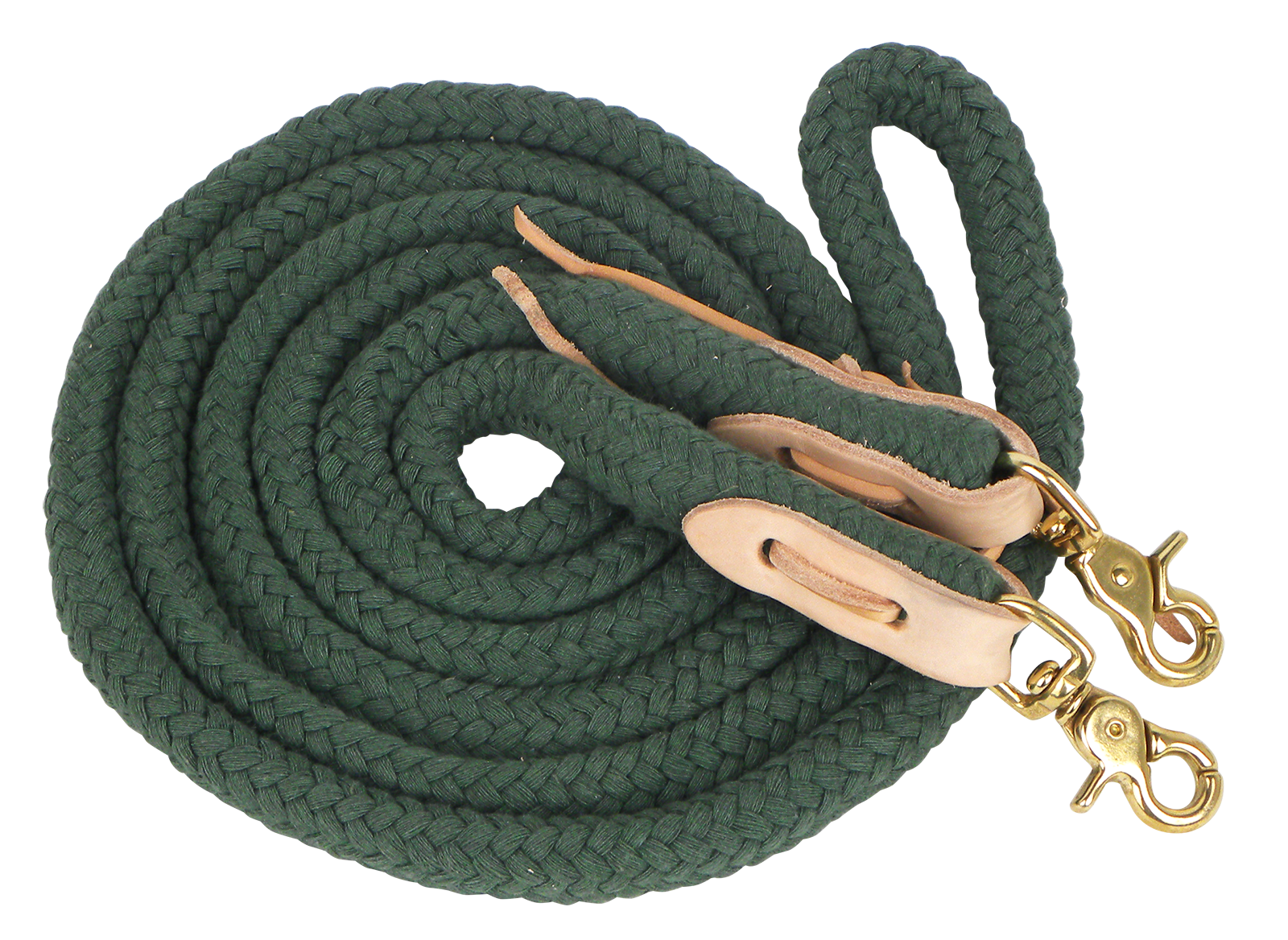 Rênes fermées, longueur 3 m, avec adaptateur en cuir, mousqueton en laiton