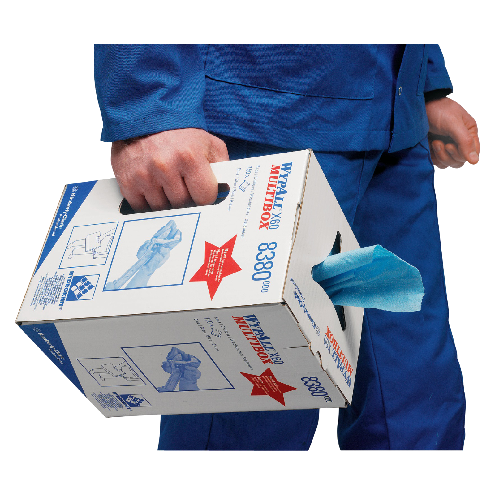 Chiffon de nettoyage Wypall L420xL245mm 1 épaisseur bleu