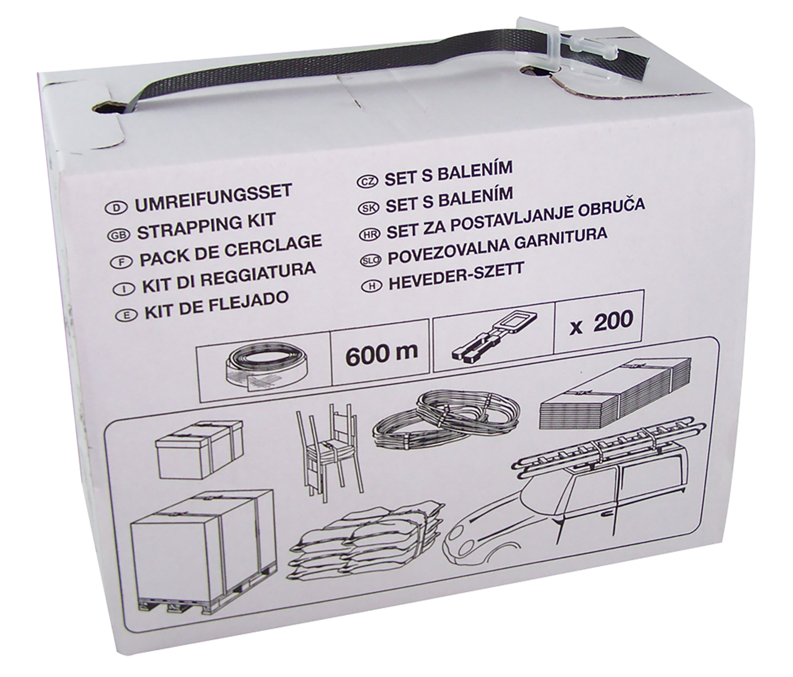 Kit de cerclage 12 mm 600 m 100 kg