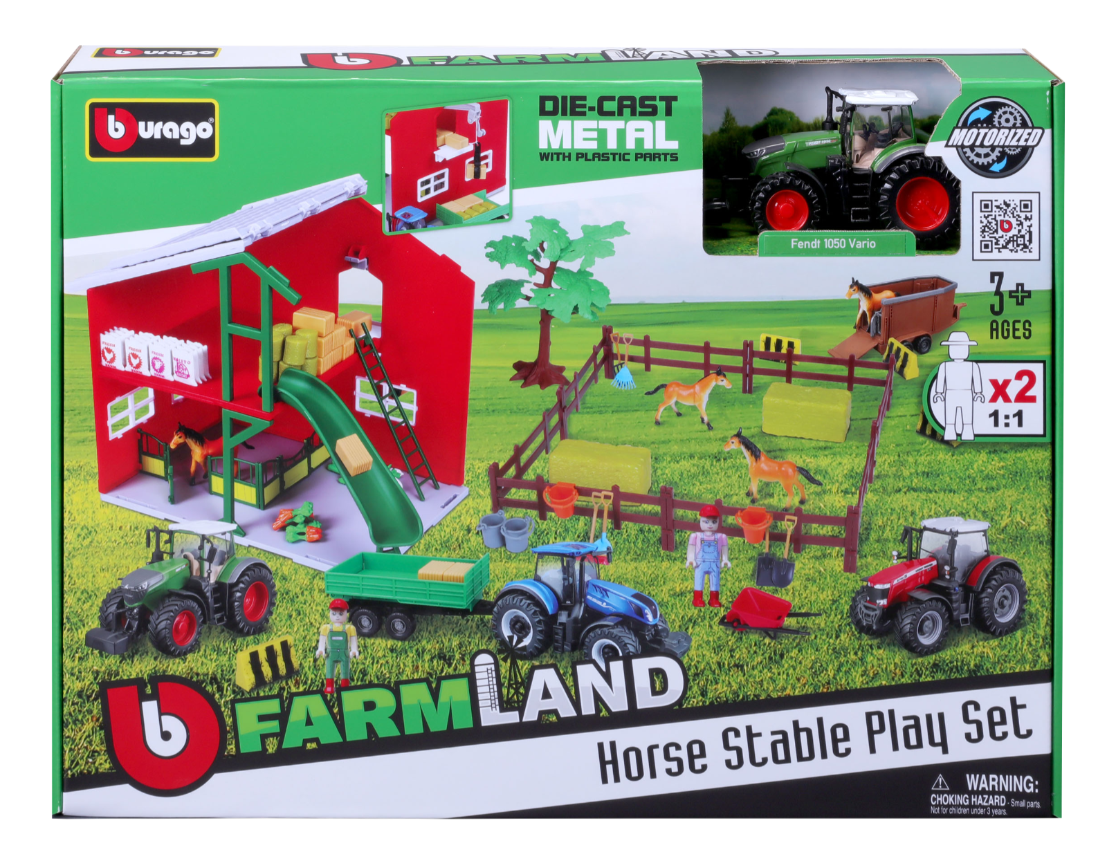 Écurie avec pâturage et tracteur