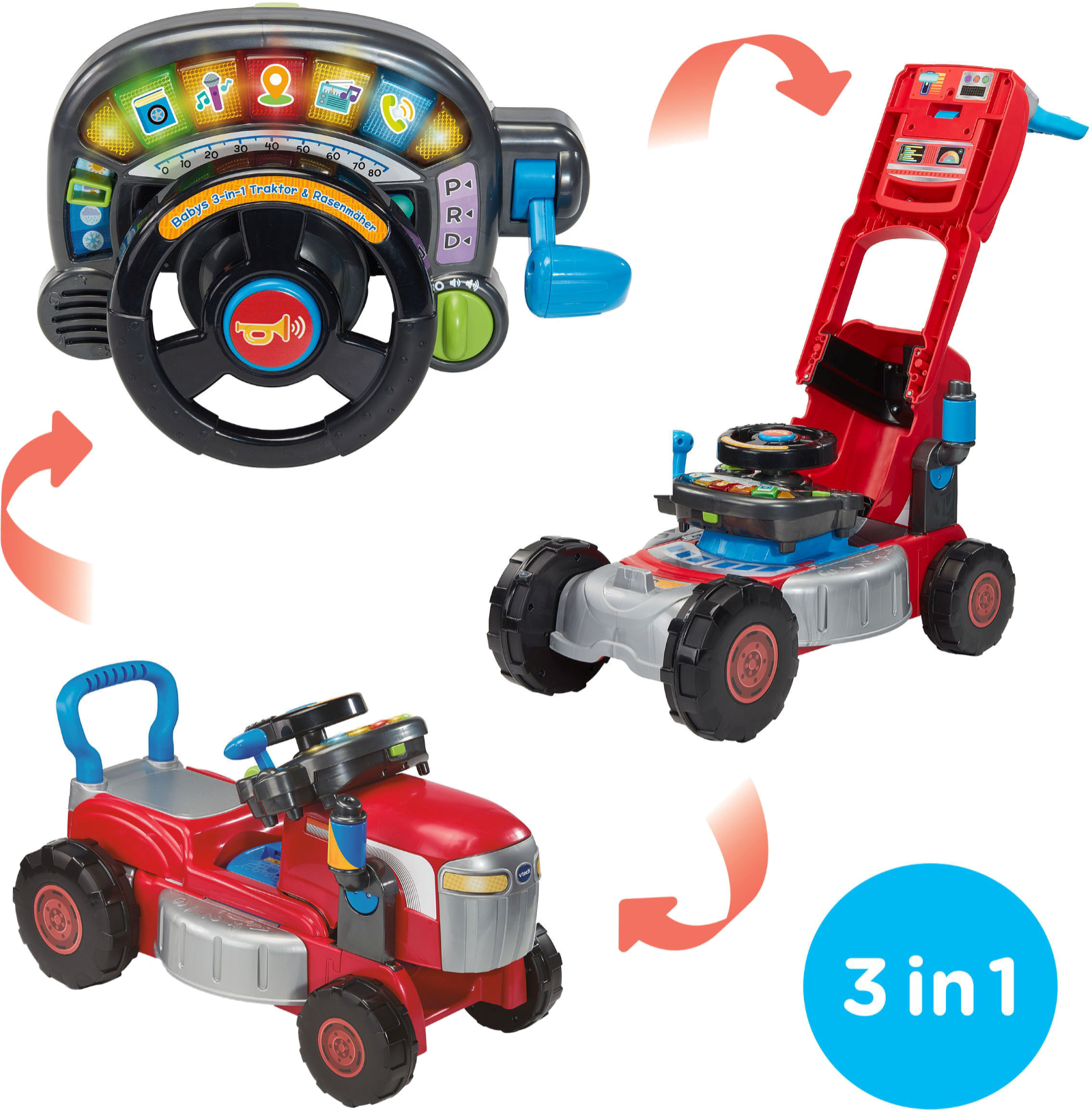 Traktor Rasenmäher 3-in-1 Baby