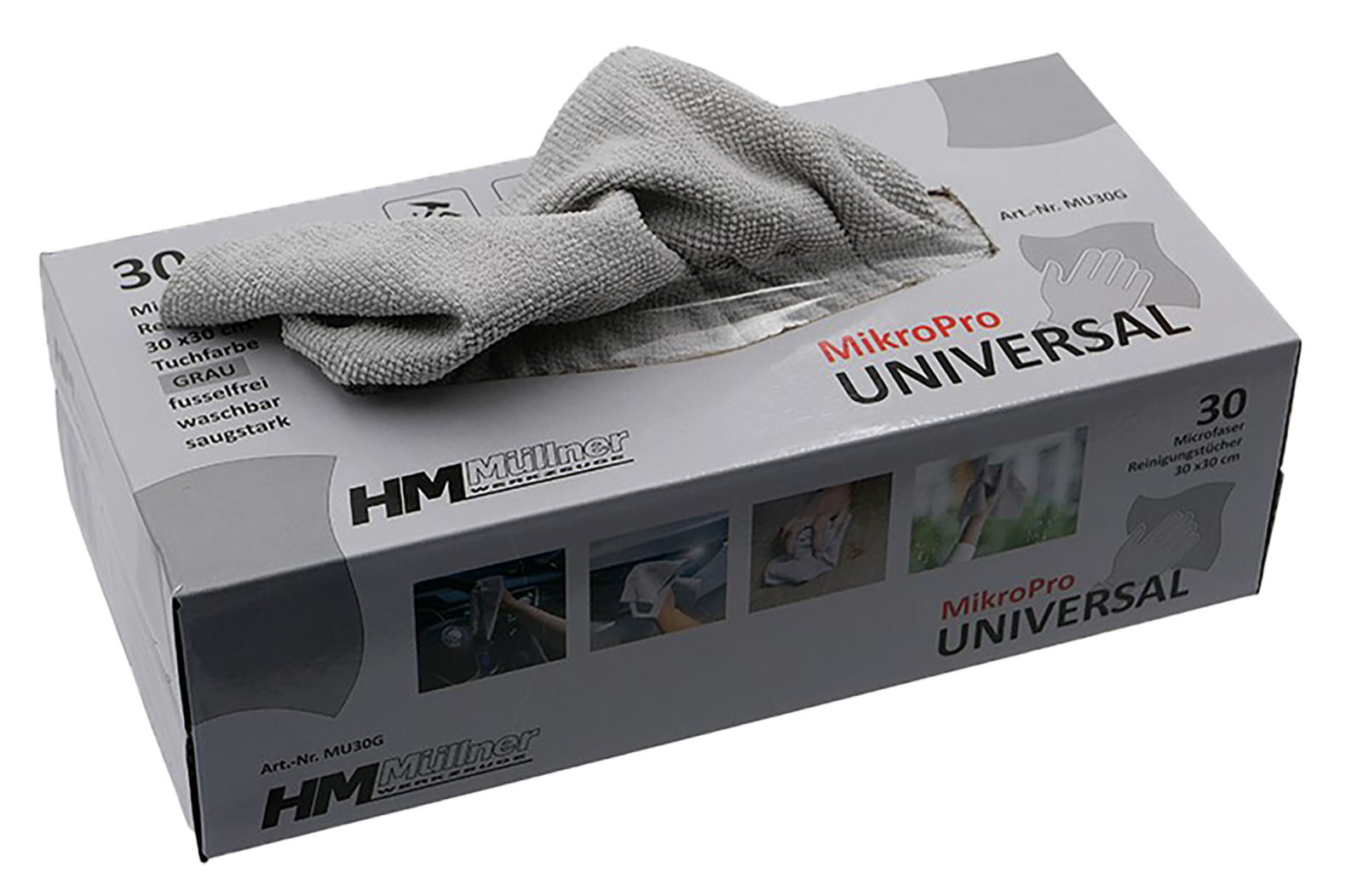 Boîte de 30 chiffons en microfibres gris