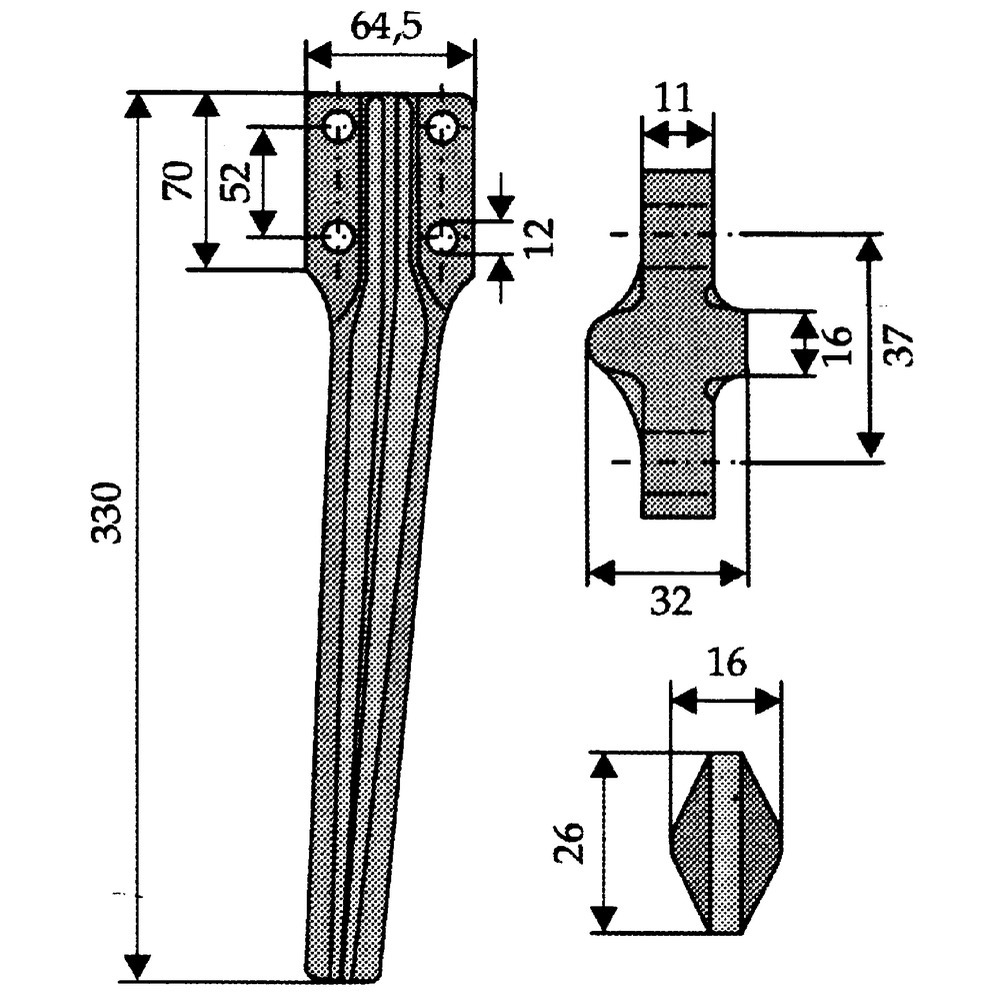 Dent de herse rotative adaptée à Eberhardt