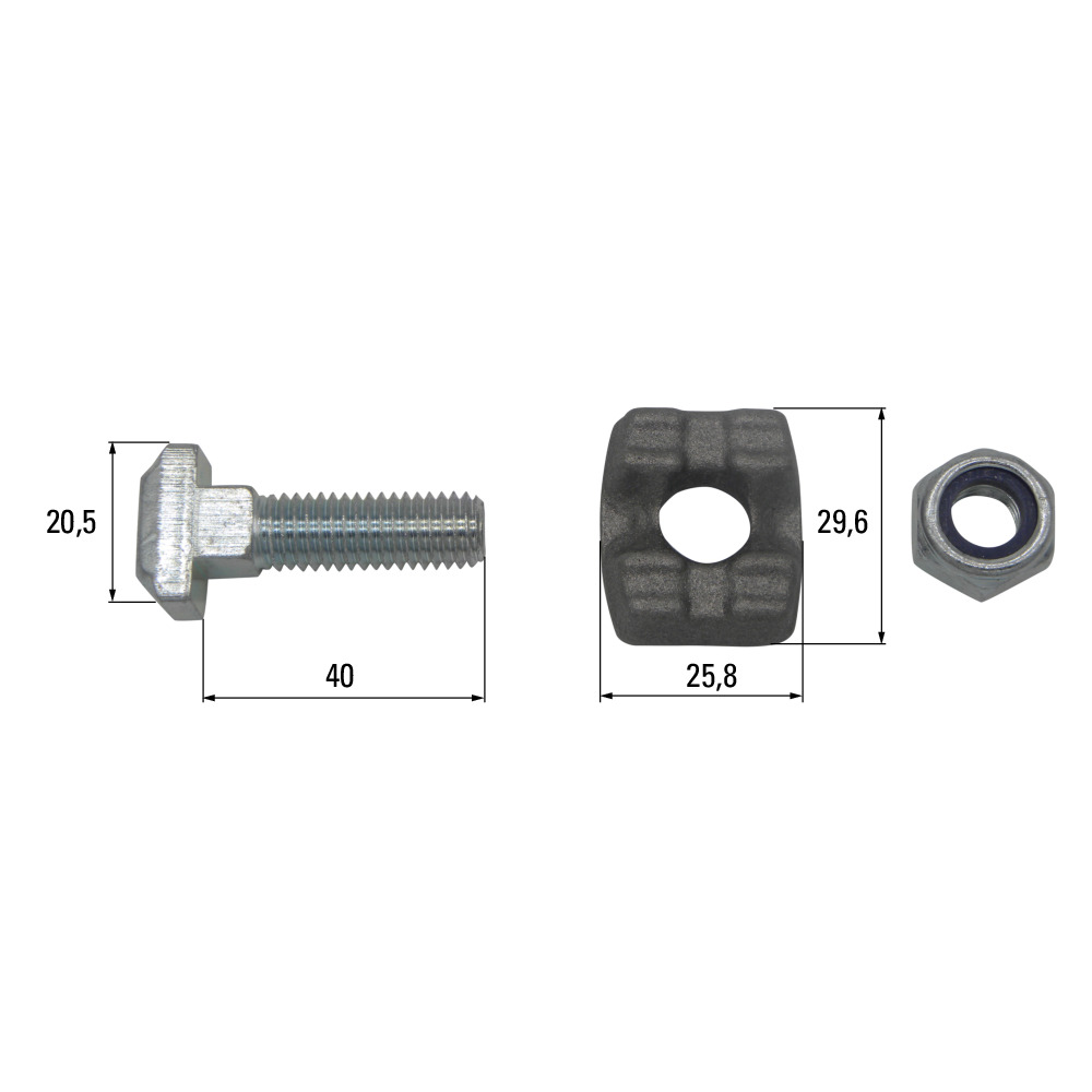 Steckschraubengarnitur M10x40 passend zu Kratzbodenkette 8x31, 9x31