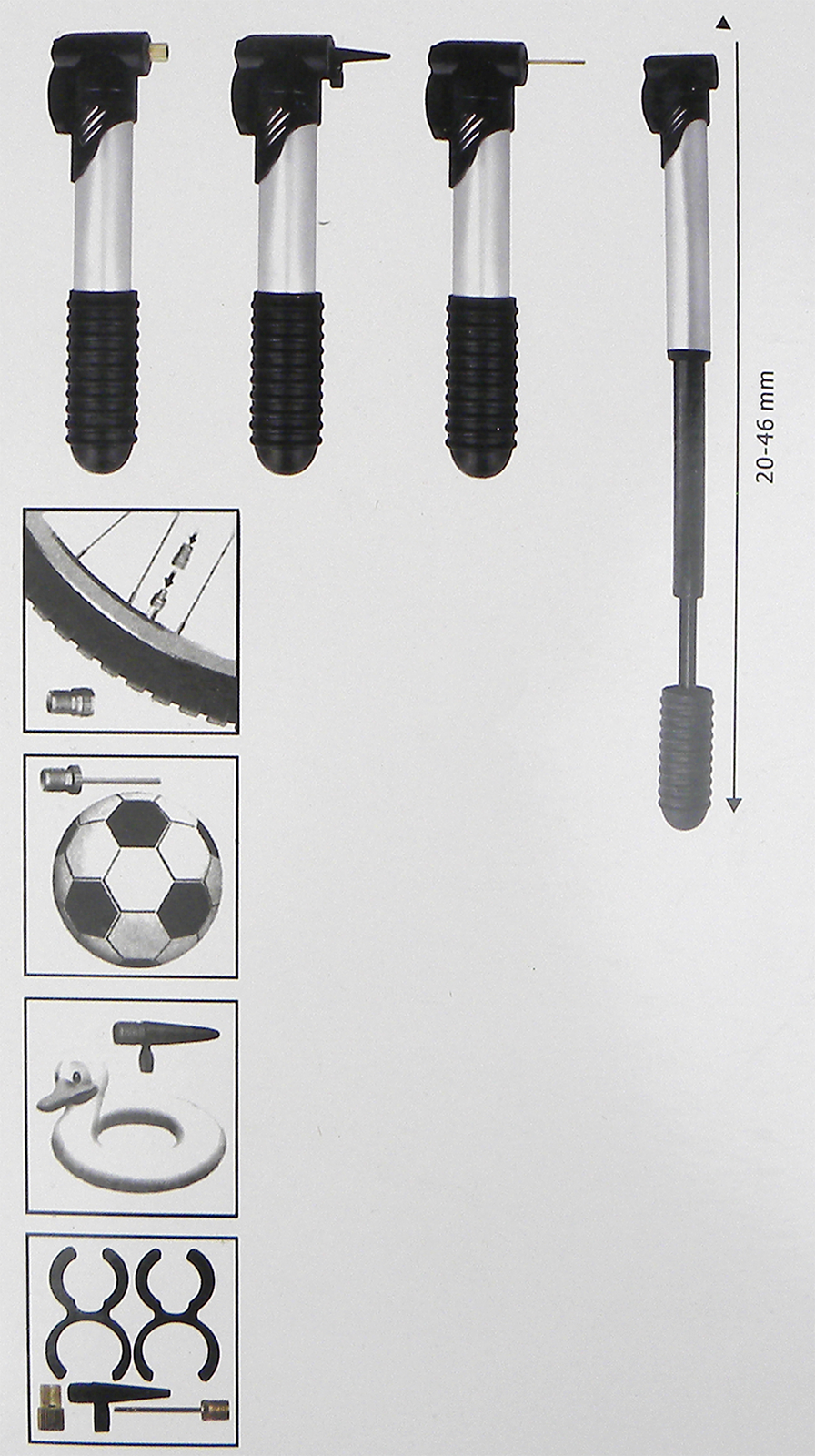 Fahrrad-Luftpumpe 3 Adapter