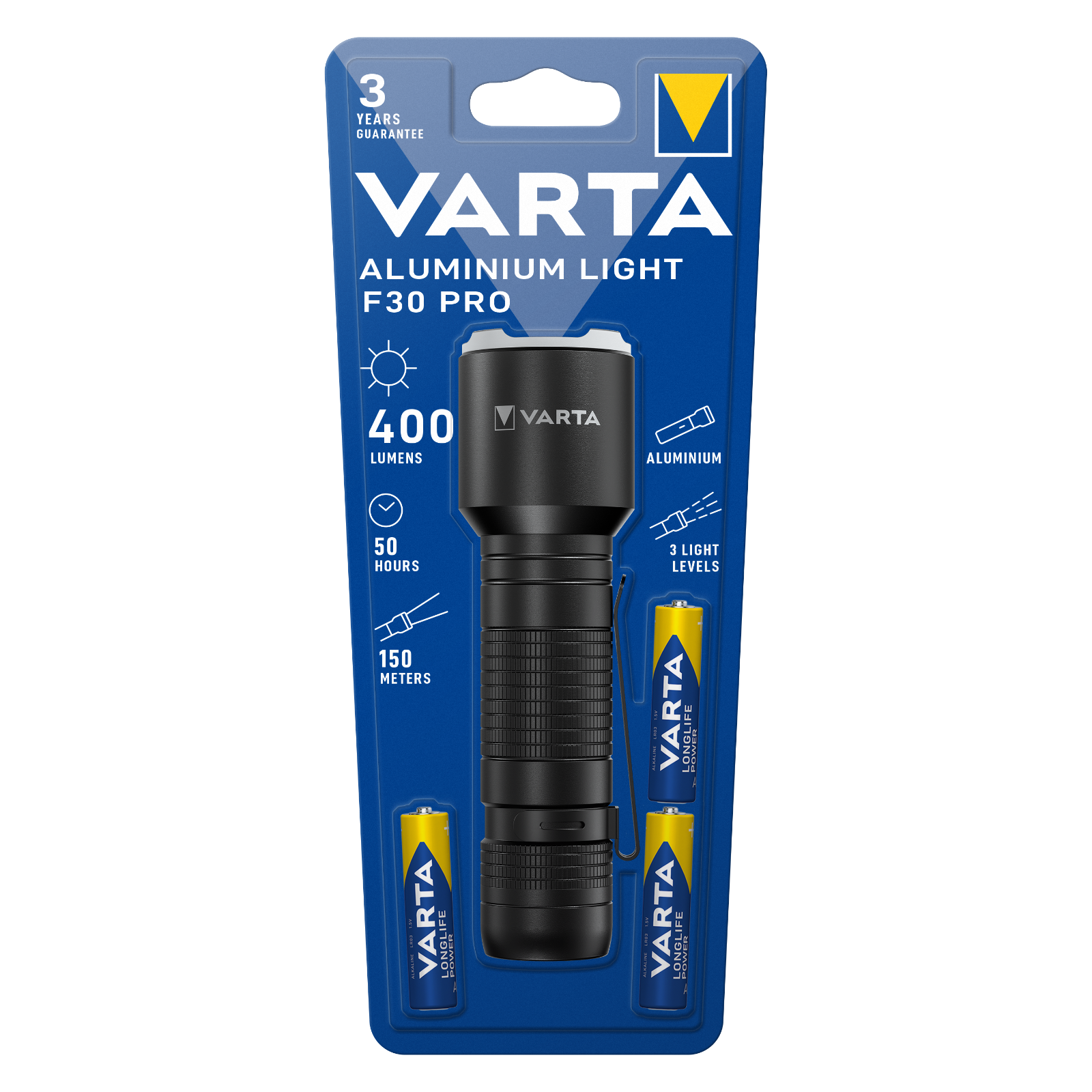Aluminium Light F30 Pro Set mit 3 AA Batterien