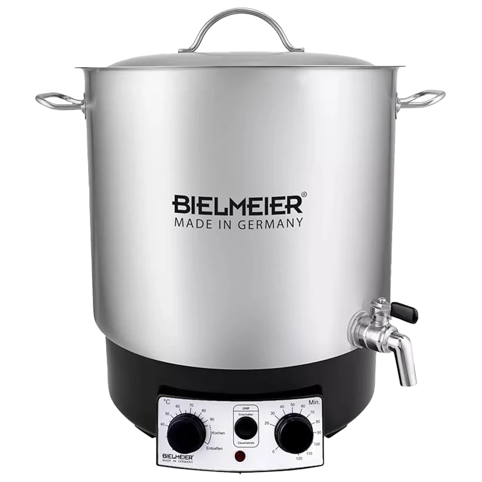 Bouilloire en acier inoxydable, 29 litres, avec minuterie et robinet de 1/2".