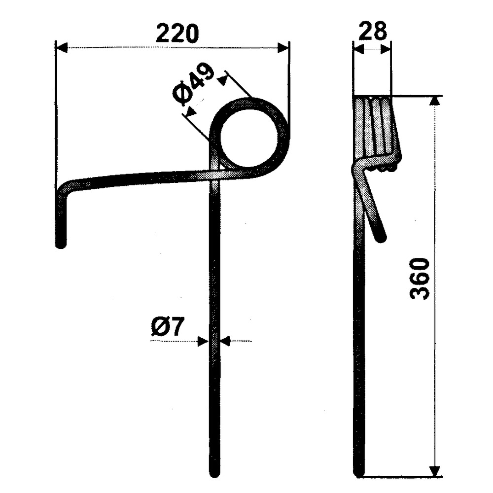 Dent de herse avant pour semoir Amazone