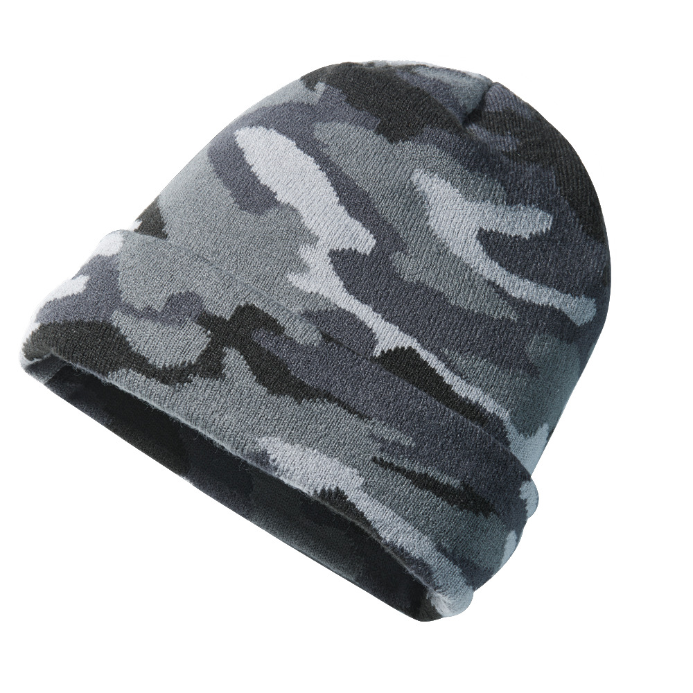 Bonnet tricoté camouflage gris