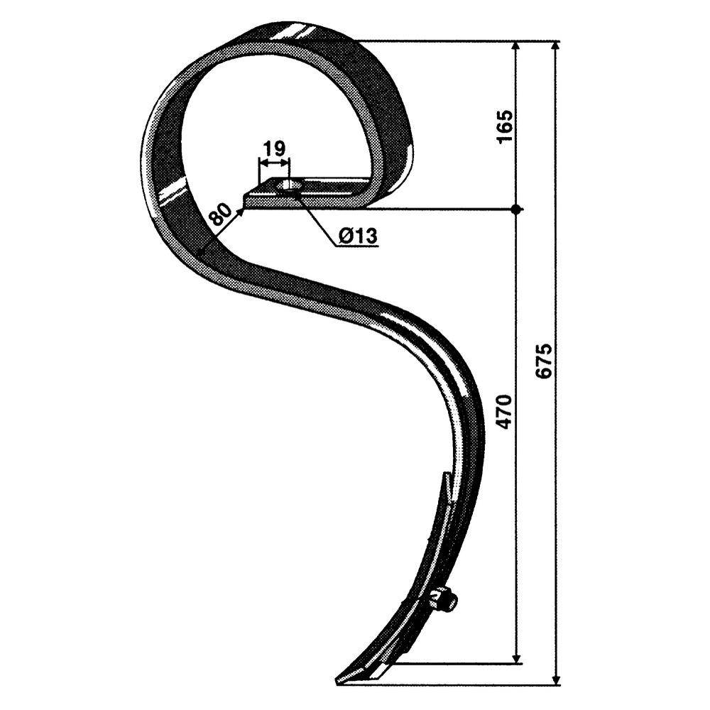 Grande dent à ressort, lourde 45x12