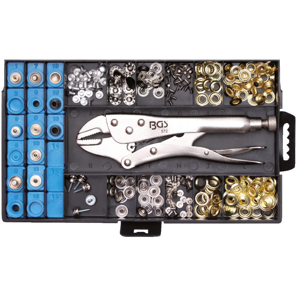 Assortiment d'oeillets à boutons pression 275 pièces, composé de :