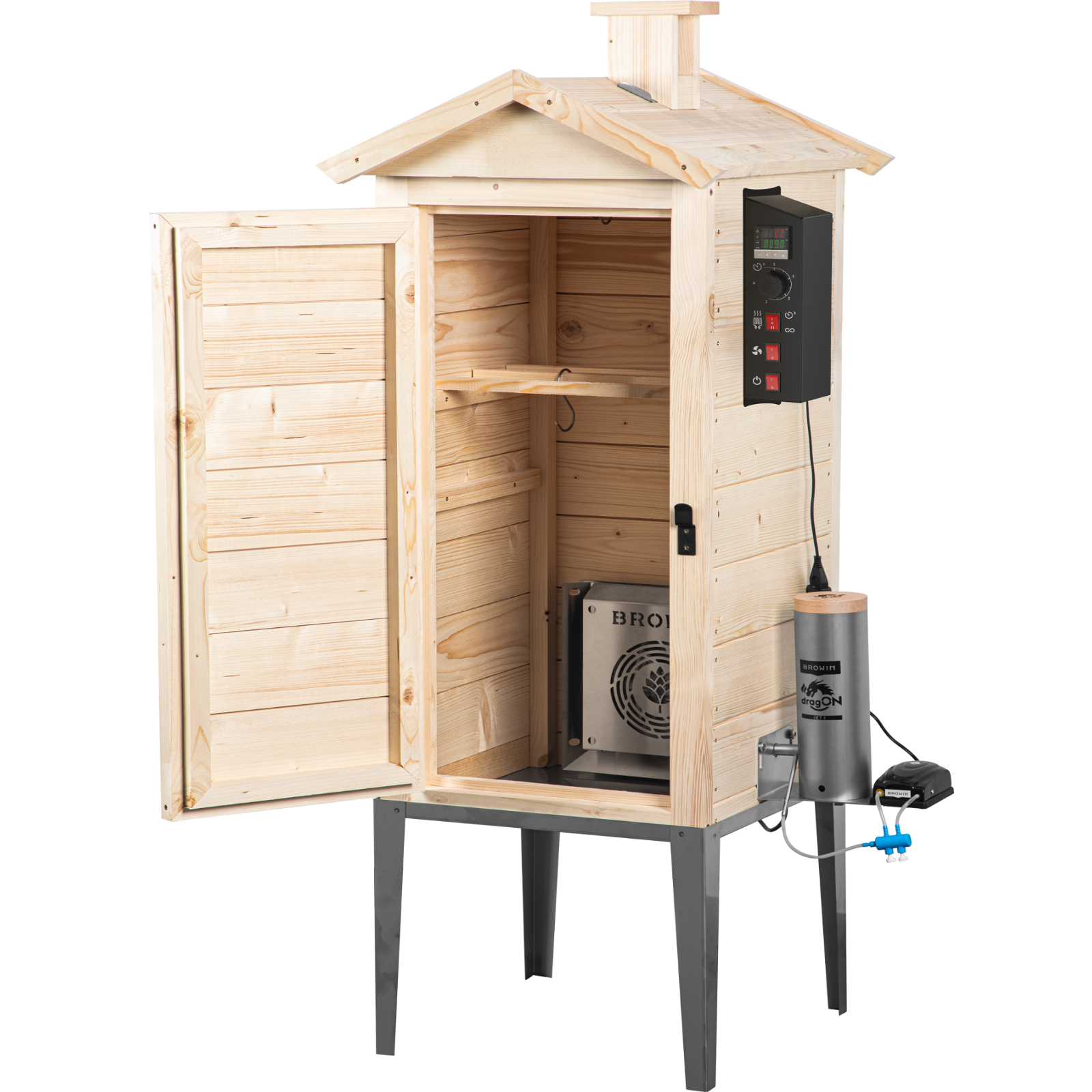 Räucherofen aus Holz 200 L dragON Wood mit elektrischem Heizelement und Steuerung