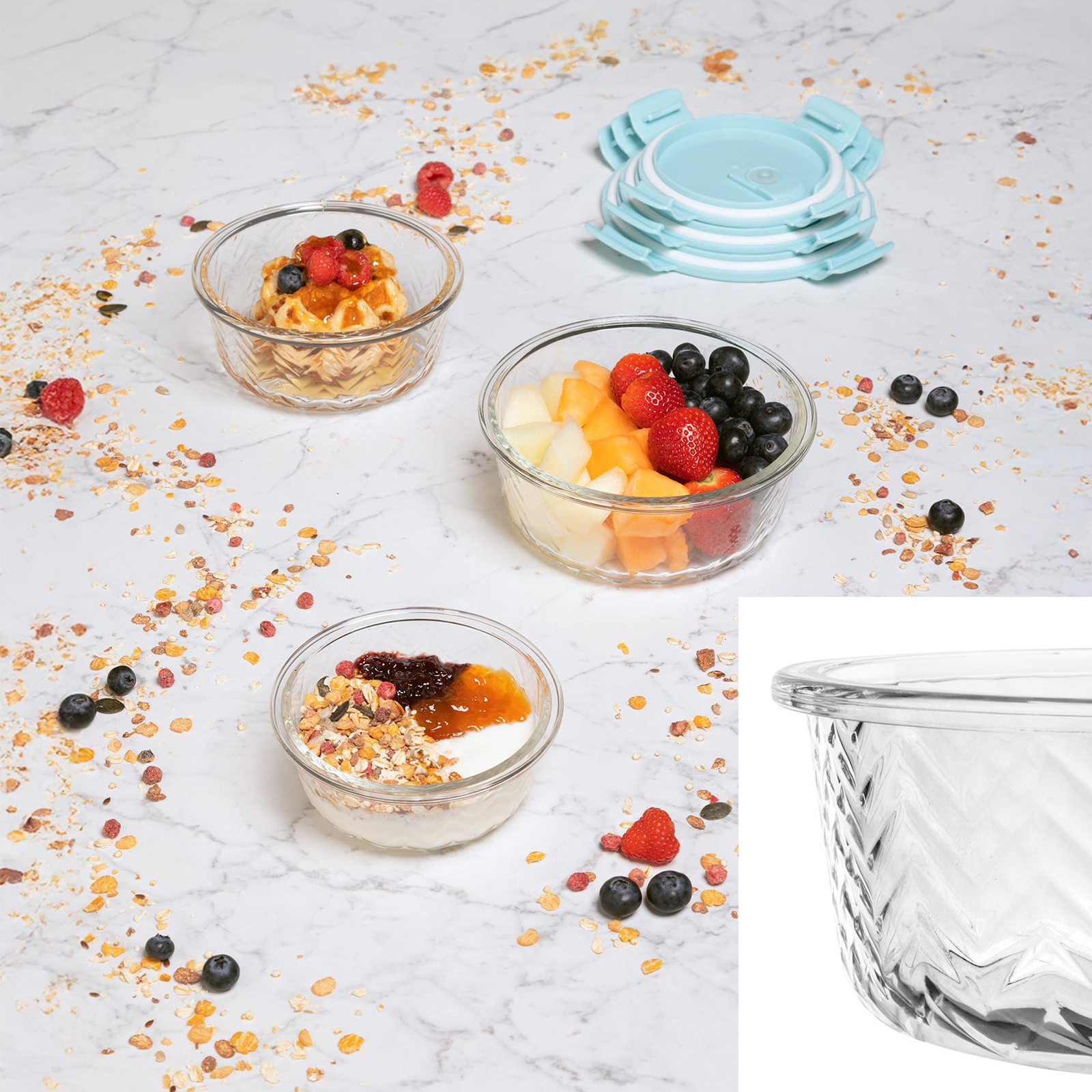Vorratsdosen rund aus Glas 3er Set