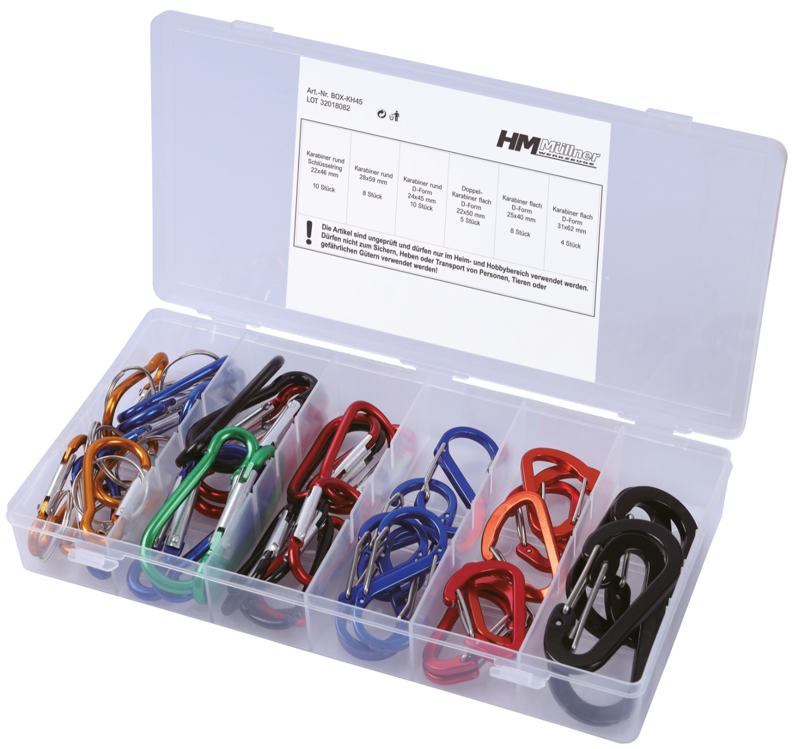 Assortiment de mousquetons 45 pièces