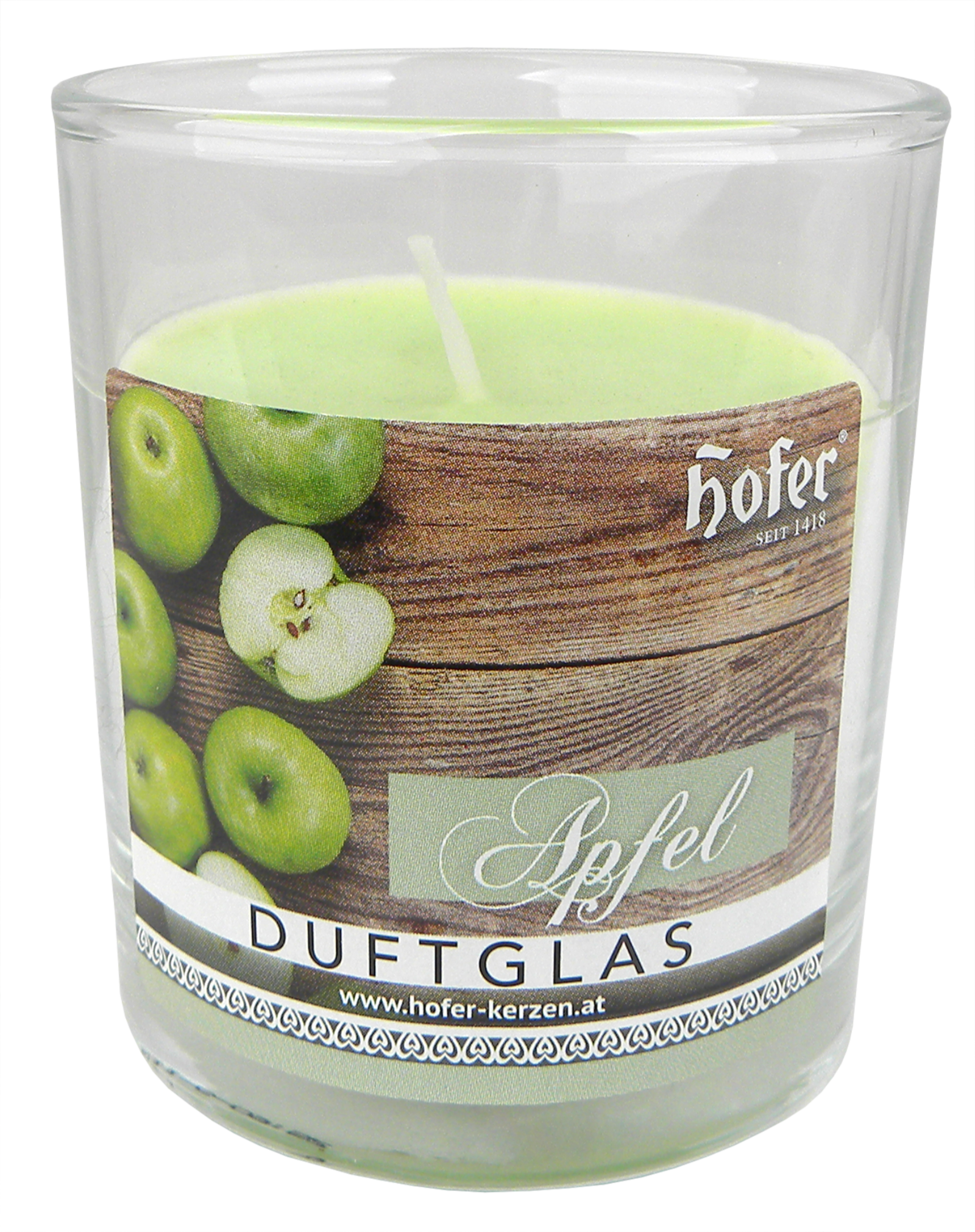 Bougie parfumée à la pomme dans un verre