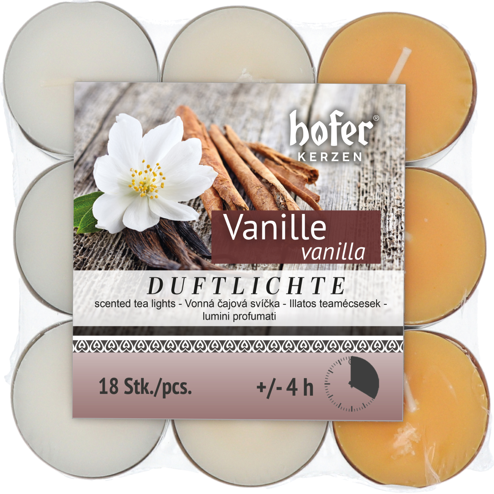 Bougies chauffe-plat parfum vanille, paquet de 18
