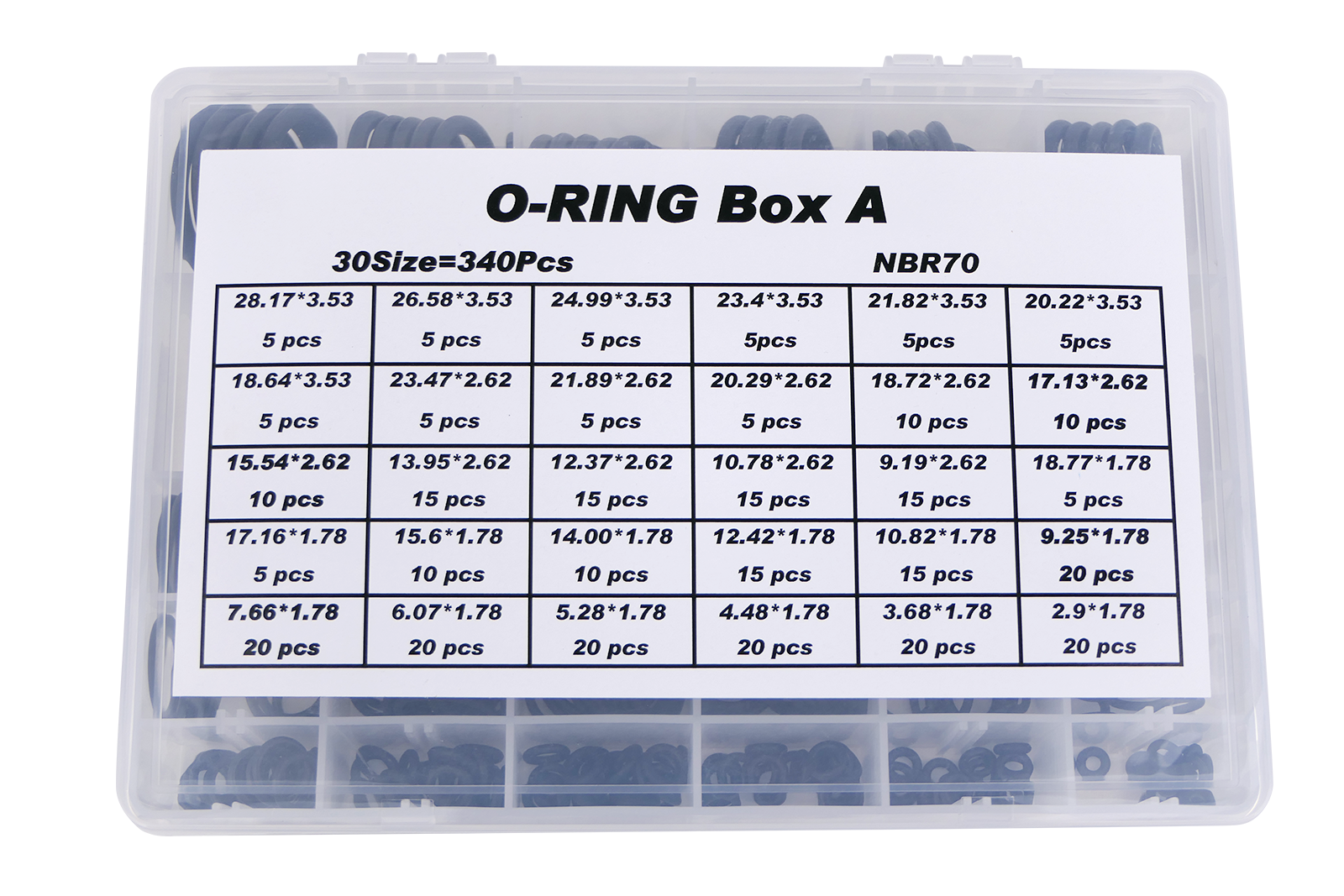 Assortiment de joints toriques en pouces NBR 70